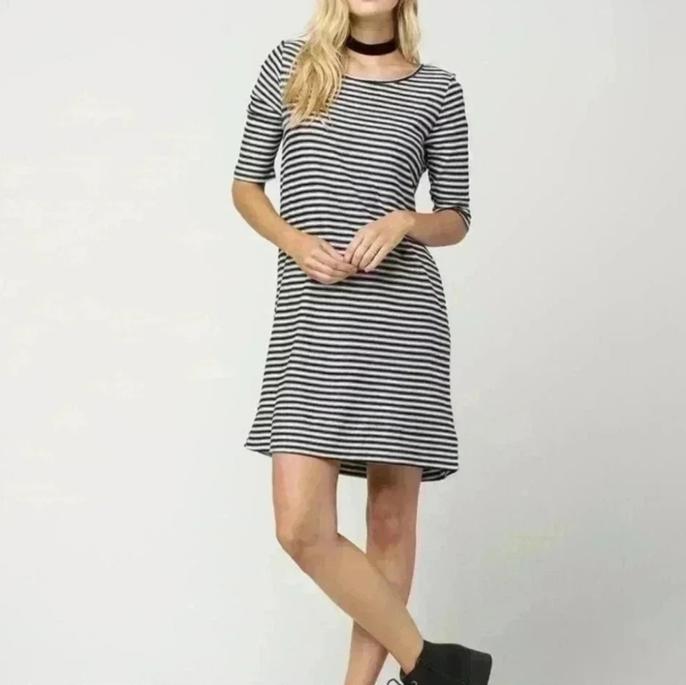 We The Free Dress Free People Striped Frenchie Tee Black and White Dress Sz SP